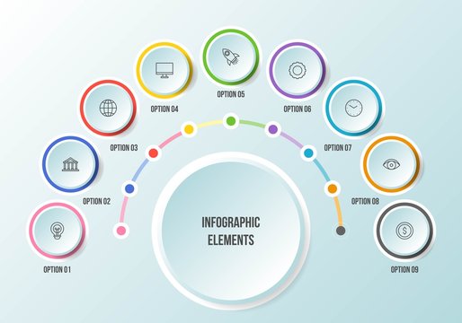 Half Circle Chart, Timeline Infographic Templates