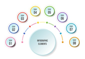 Half Circle chart, Timeline infographic templates