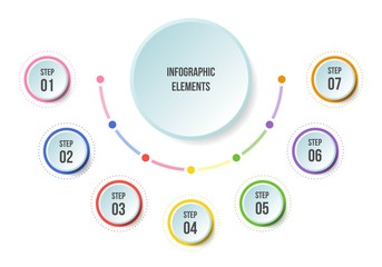 Half Circle chart, Timeline infographic templates