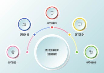 Half Circle chart, Timeline infographic templates