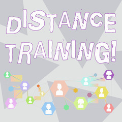 Word writing text Distance Training. Business photo showcasing learning remotely without being present at school Online Chat Head Icons with Avatar and Connecting Lines for Networking Idea