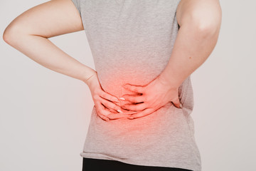 Backache. Kidney problems concept Lumbago