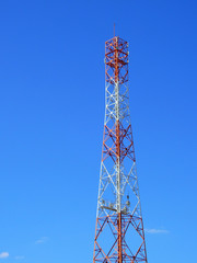Telecommunication tower with blue sky