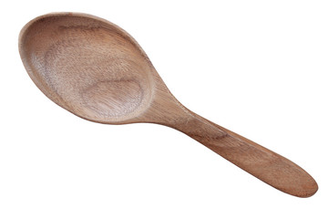 Ladle made from wooden isolated on white background included clipping path.