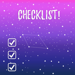 Fototapeta na wymiar Handwriting text Checklist. Conceptual photo list items required things be done or points considered Constellation with Seamless White Stars and Dots Scattered and One Pattern