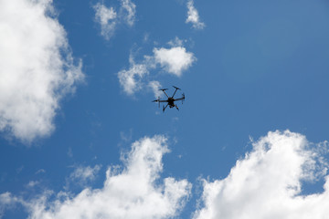 6 rotor drone flying