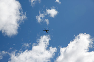 6 rotor drone flying