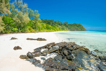 Fototapeta na wymiar White sand beach at tropical island