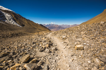 Way through Thorong la Pass, Himalaya mountains. Nepal