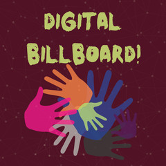 Handwriting text Digital Billboard. Conceptual photo billboard that displays digital images for advertising Color Hand Marks of Different Sizes Overlapping for Teamwork and Creativity