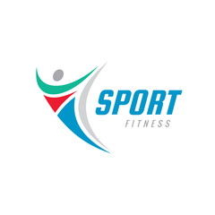 Fitness Sport - vector logo template concept illustration. Human character. People sign. Positive dance. Design element.