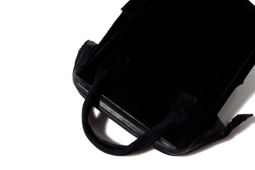 Fototapeta premium Black seude lether hand bag for papers, laptop and tablet isolated on white