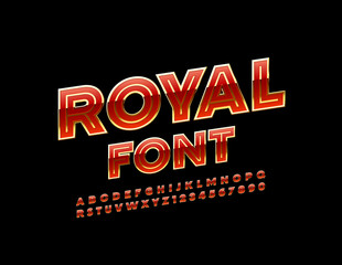 Fototapeta na wymiar Vector Royal Font. Elegant Uppercase Alphabet. Set of Red and Golden Letters and Numbers 