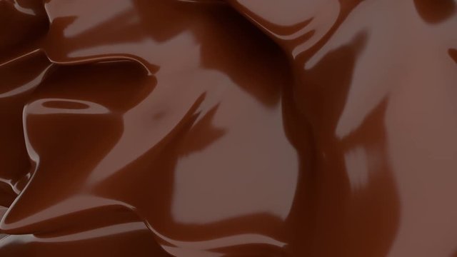 Liquid Chocolate background. Melted dark Chocolate. Wave brown animation. Chocolate. seamless looping animation