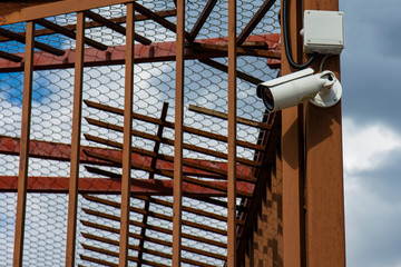 Intelligent CCTV camera monitoring the terrain in the ZOO park