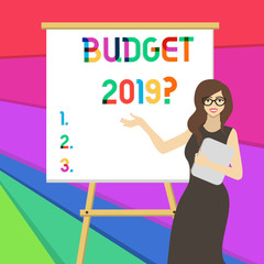 Handwriting text writing Budget 2019 Question. Conceptual photo estimate of income and expenditure for next year