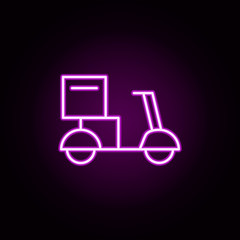 scooter, delivery neon icon. Elements of food and drink set. Simple icon for websites, web design, mobile app, info graphics