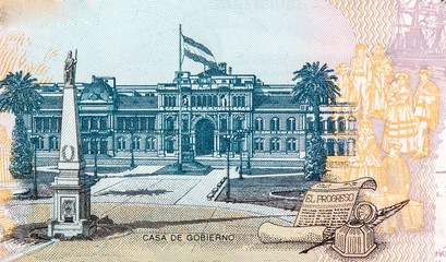 Domingo Faustino Sarmiento portrait from Argentinian money 50 pesos (2003) Argentine banknotes....