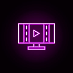 play, tv neon icon. Elements of television set. Simple icon for websites, web design, mobile app, info graphics