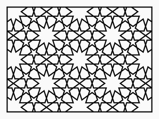 Decorative template for laser cutting. Oriental geometric ornament.