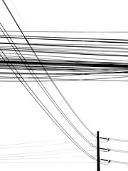 silhouette electric post on white background