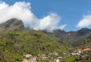 Fototapeta na wymiar View the pass Boca da Encumeada on Madeira Island. Portugal