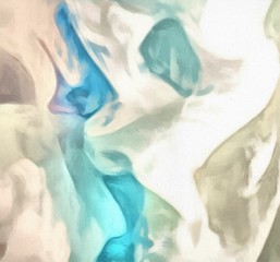 Abstract artistic background in very colorful pastel colors. Little swirl design. Dry graphic watercolor stylization. Juicy psychedelic design. White backdrop for element contrast. Chaotic twist paint