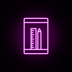 computer, education, pen, tools neon icon. Elements of online education set. Simple icon for websites, web design, mobile app, info graphics