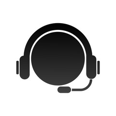 Call center icon. Headphones with a microphone.
