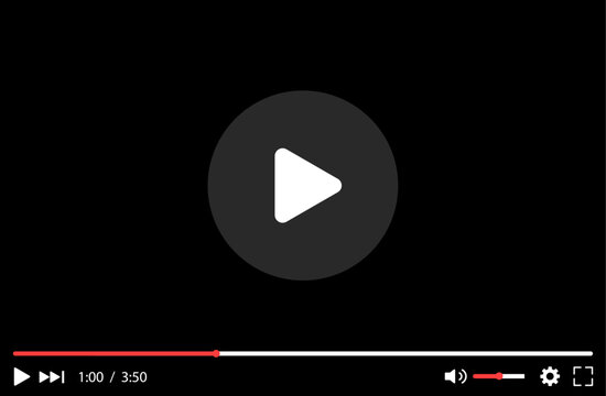 Video player template. Media player for web page.
