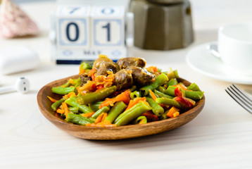 food in a container delivery of healthy food asparagus with meat