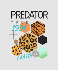 Slogan - predator for printing on clothes (t-shirt, jacket, hoodie, shirt, etc.), banner, postcard, etc.