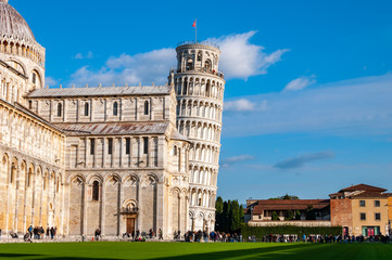 Leaning tower and the Cathedral dedicated to Santa Maria Assunta, in Piazza dei Miracoli in Pisa.
