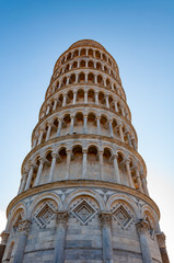 Fototapeta na wymiar Leaning tower of Pisa in Piazza dei Miracoli