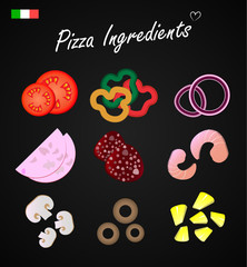 Ingredients for pizza. Italian pizza. Menu.