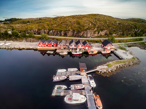 Typical norwegian old fisherman's cabin with old boat, trondelag