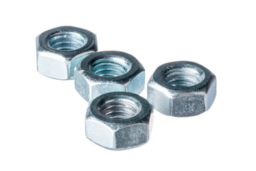 Metal nuts isolated on white background