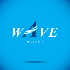 Ocean freshness theme vector logo. Save water advertisement. Human and nature coexistence concept.