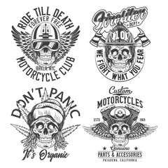 Vintage labels set. Hand drawn illustrations with lettering composition. Logotypes set. Black and white illustrations.