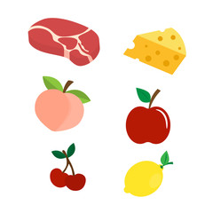 Set of food icon vector illustration flat style isolated on white background