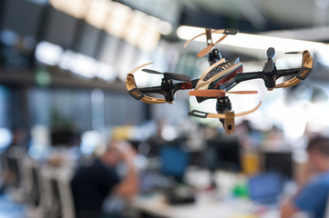 dron in foreground with blur background