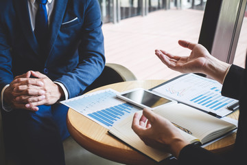 Professional Business partner team discussing on meeting to presentation planning investment...