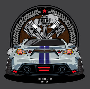 Engine shoulder, Car piston, Racing car graphic logo design illustration template