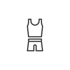 Mens sport clothing line icon. linear style sign for mobile concept and web design. Sleeveless shirt and shorts outline vector icon. Symbol, logo illustration. Pixel perfect vector graphics