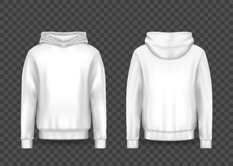 White 3d man hoodie or realistic men hoody mockup