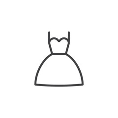 Wedding dress line icon. linear style sign for mobile concept and web design. Evening Dress outline vector icon. Symbol, logo illustration. Pixel perfect vector graphics