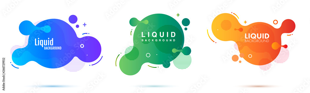 Canvas Prints set of liquid color abstract geometric shapes. fluid gradient elements for minimal banner, logo, soc