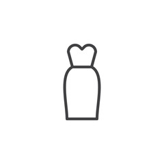 Evening dress line icon. linear style sign for mobile concept and web design. Elegant sleeveless dress outline vector icon. Symbol, logo illustration. Pixel perfect vector graphics