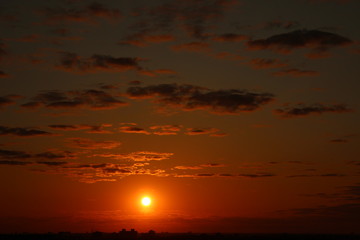 Beautiful sunset the sky is bright red