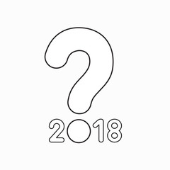 Vector icon concept of year of 2018 with question mark.